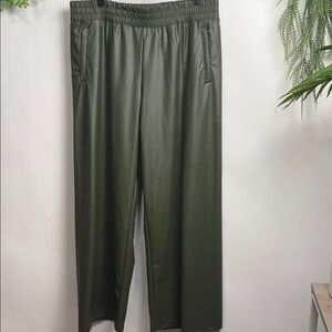 Aerie Women's Olive Wide Leg Pants - faux leather.